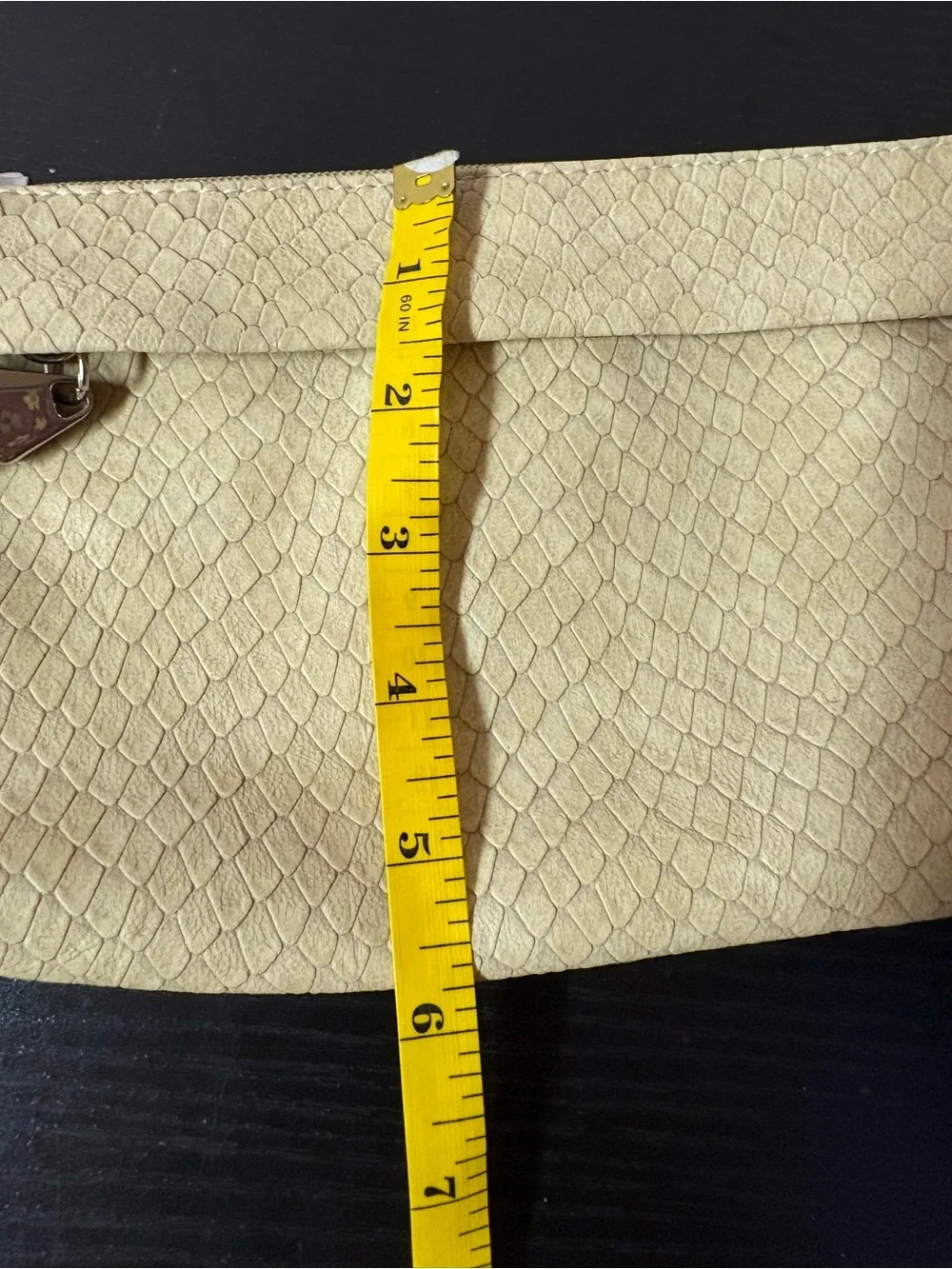 Genna De Rossi Pale Yellow Snakeskin Embossed Wristlet Clutch Bag